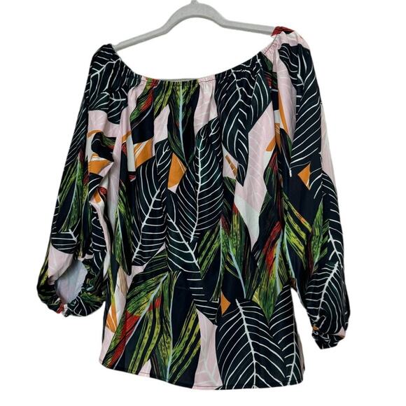 unknown Tops - NWOT Women's Scoop Neck Elastic Flowered Blouse Top Shirt Large